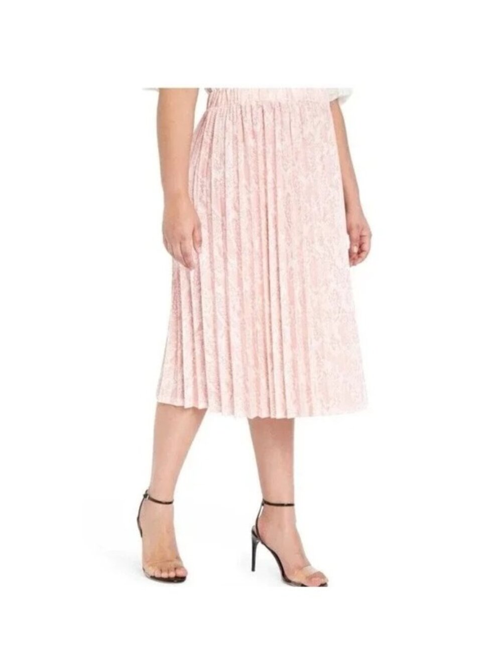 Eloquii A-Line Skirt Size 18/20 Pleated Elastic Waist Snake Print Pink Chic NEW